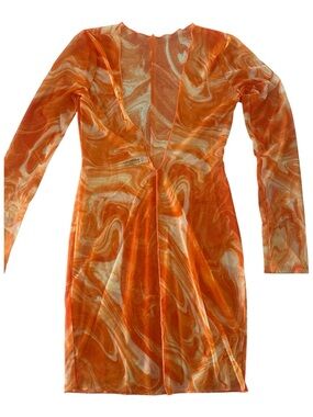 naked wardrobe Orange Swirl Mesh Swim Cover-Up